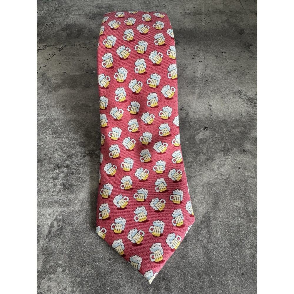 VINEYARD VINES BEER MUGS TIE Silk Red Made In The USA